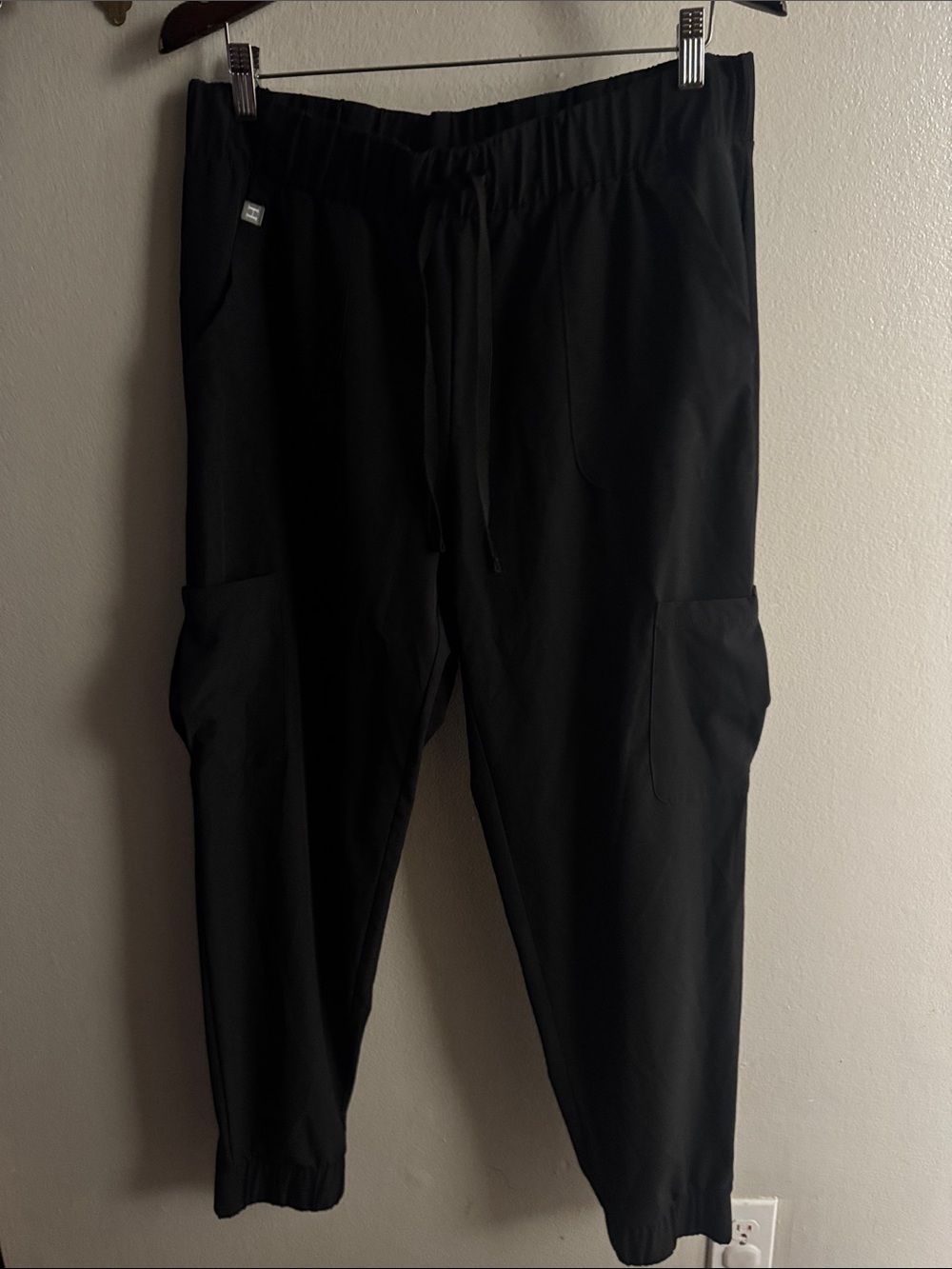 Hanes Black Cargo Jogger Pants with Drawstring